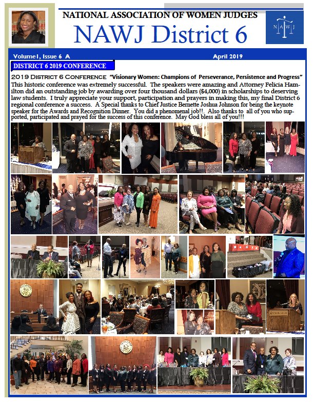 NAWJ District 6 April 2019 newsletter page