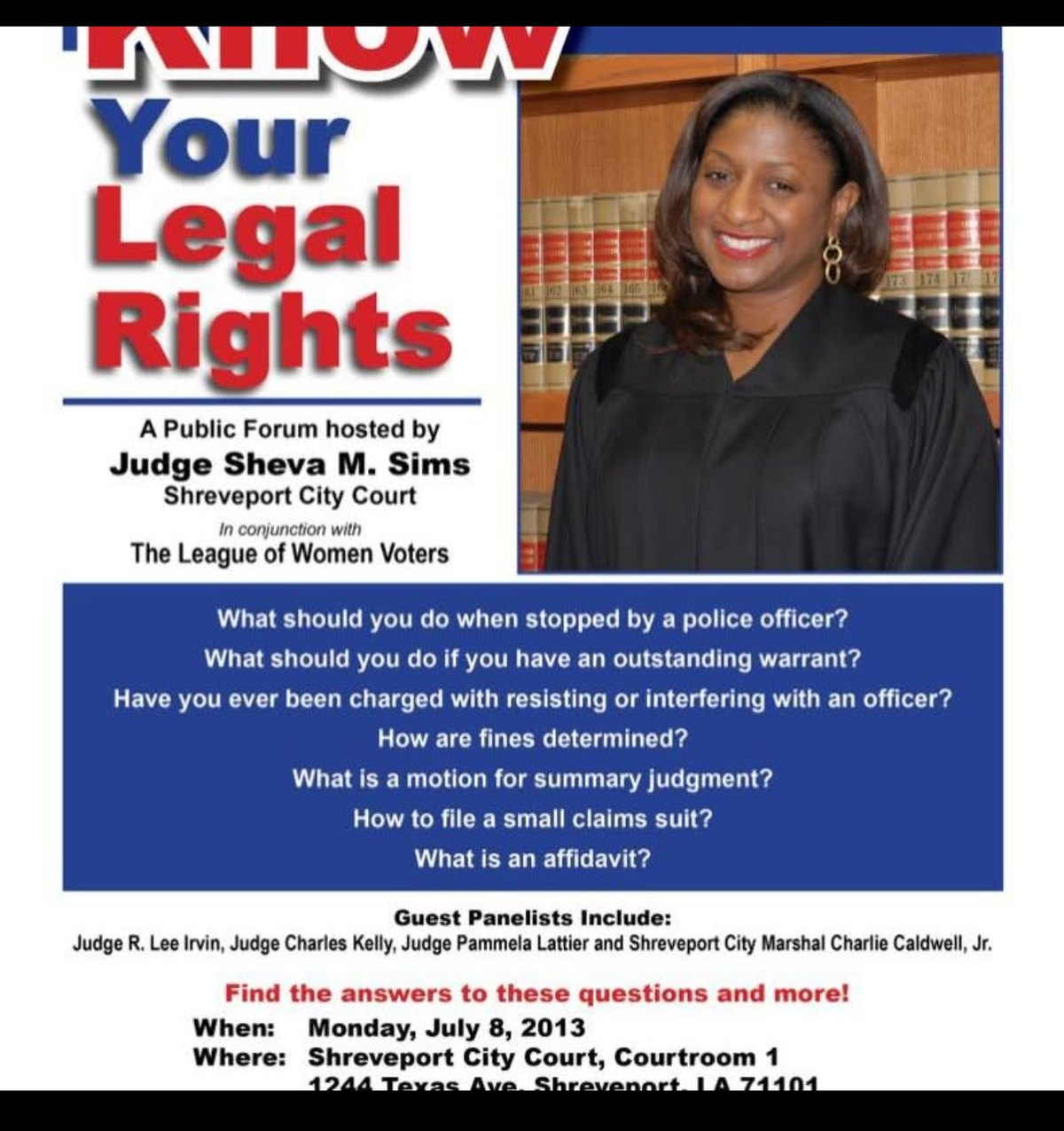 Additional civic and legal community work document for Judge Sims